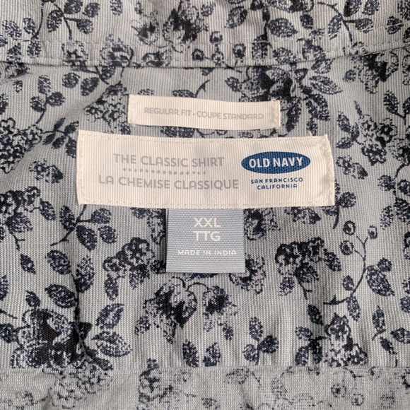 Blue/Grey Floral Button Down Shirt - XXL - Old Navy - Picture 4 of 5